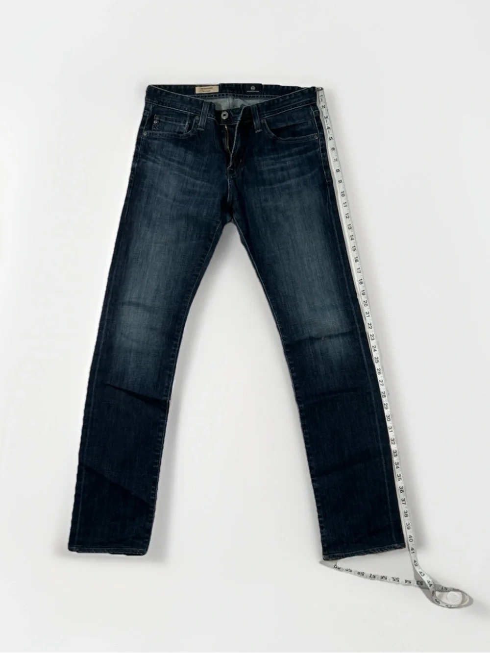 AG Adriano Goldschmied Blue Denim Matchbox Slim Straight Jeans Medium Wash
